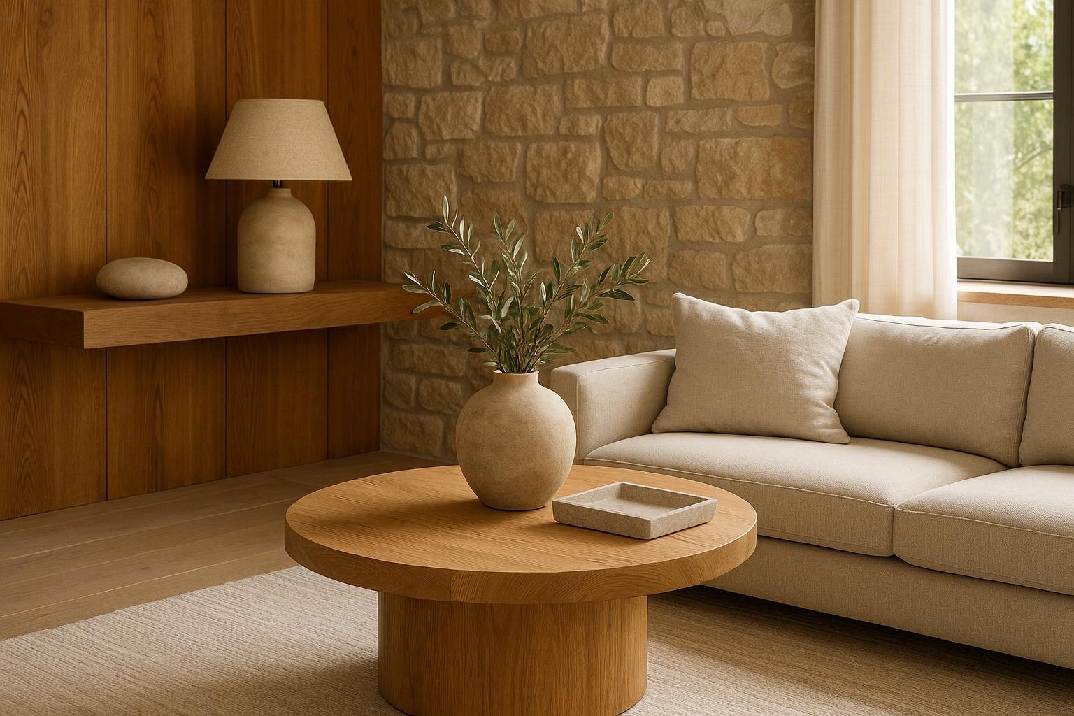 Interior Design Ideas Using Wood, Stone, and Linen